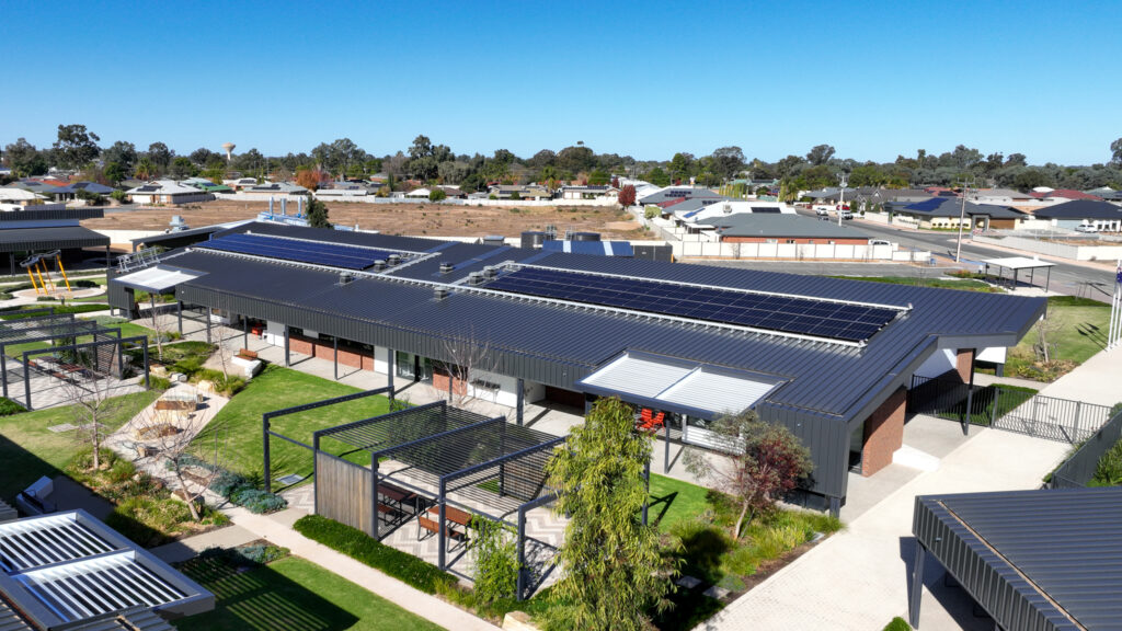 Aerial drone photo of private college in Renmark, South Australia.