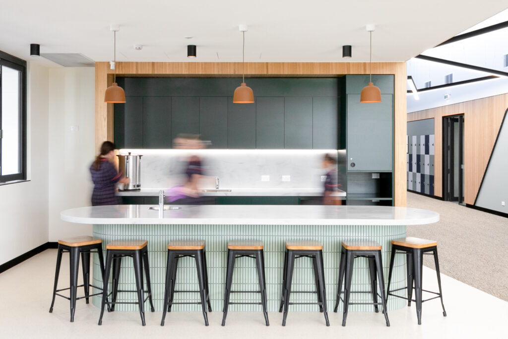 Photo of students using kitchen at a private college in Renmark, South Australia.