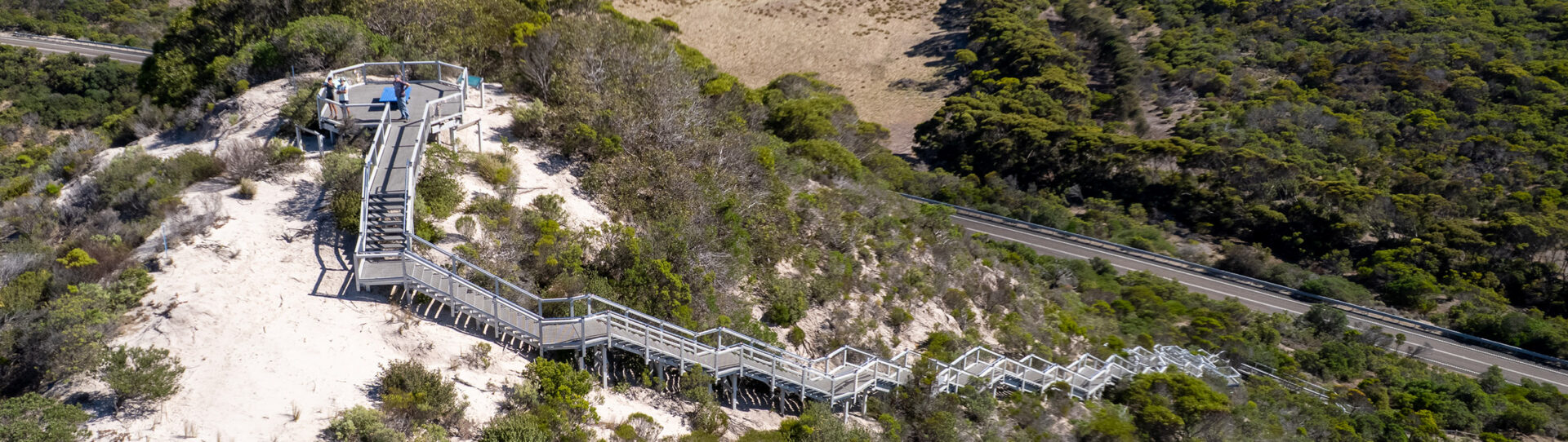 Drone aerial photo of Prospect Hill lookout and stairs, Kangaroo Island, South Australia