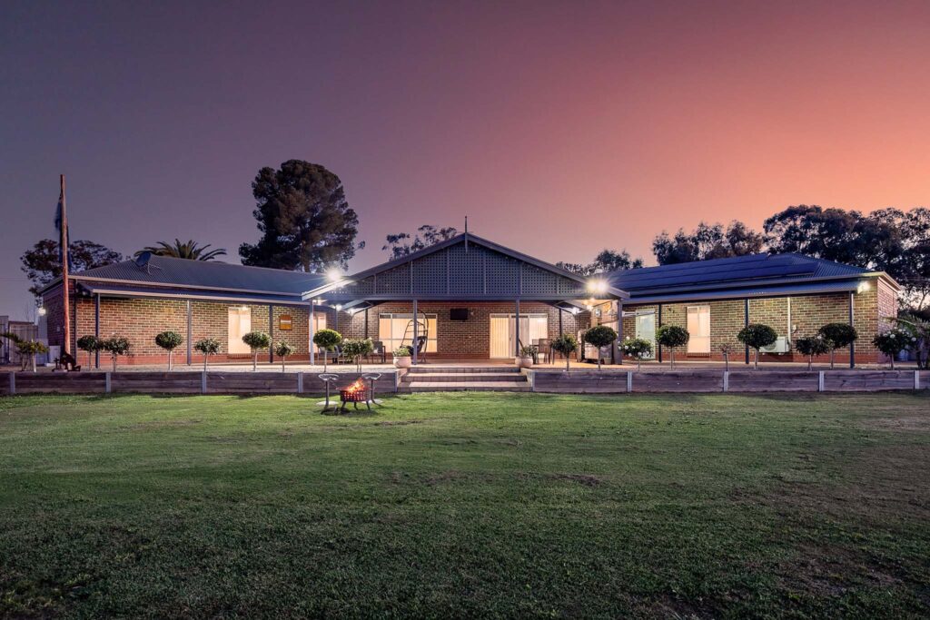 Twilight sunset photo from a real estate listing.